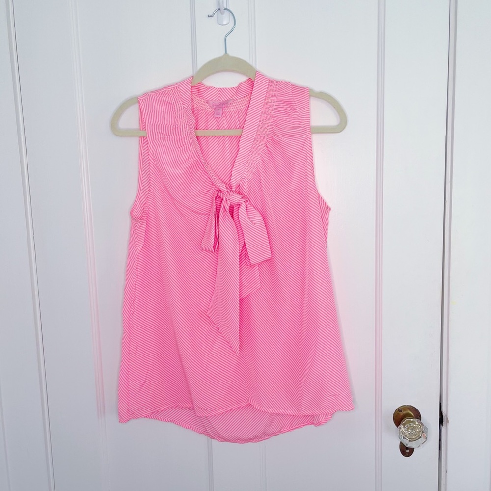 Lilly Pulitzer Pink White Stripe Sleeveless Blouse